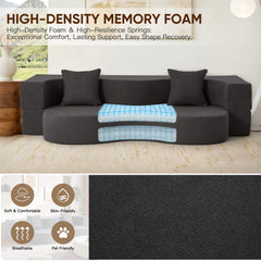 EROMMY Folding Sofa Bed, Floor Sofa Couch, Convertible Sofa Bed With High Density Foam, Foldable Floor Couch Bed