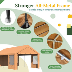EROMMY 12' x 24' Heavy Duty Carport，Portable Garage with UV Protection & Steel Frame, Car Port with Removable Sidewalls, All-Season Car Canopy for Tractor, Truck, Boat, Yellow