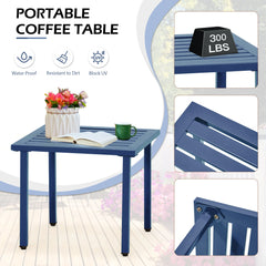 EROMMY 3-Piece Outdoor Bistro Set ¨C Metal Chairs & Table, Floral Back Design, Peacock Blue-Erommy