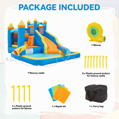 EROMMY Bouncy Castle, Inflatable Bounce House with Blower, Jumping Castle with Water Slides for Kids Backyard, High Quality Oxford Cloth Heavy Duty, Idea for Kids 3-6