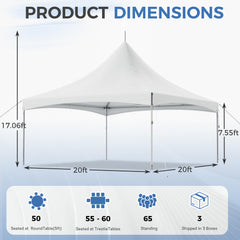 EROMMY 20x20 Party Tent with Steel Frame