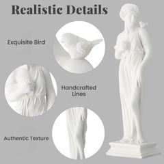 EROMMY Outdoor Garden Statue, 31.5-Inch Greek Nymph Sculpture in Roman Style, Elegant Goddess Figurine for Patio, Yard, Lawn & Porch Decor, Resin, Ivory