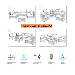 EROMMY 7 Piece Outdoor Patio Furniture Set, Outdoor Sectional Conversation Furniture Chair with Coffee Table,outdoor couch