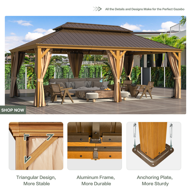 14x22 Hardtop Gazebo with Insect Screen | Elegant & Durable