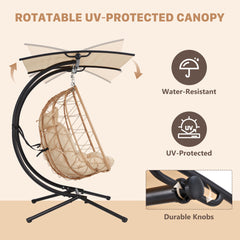 EROMMY Double Egg Chair with Adjustable Canopy, Oversized Hanging Swing Chair, Hammock Chair with Cushion Basket Hammock Nest Chair, Swinging Love seat for Outdoor Patio, Balcony, Garden