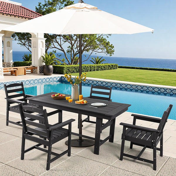EROMMY 2-Piece HDPE Outdoor Patio Dining Chairs Set, Black