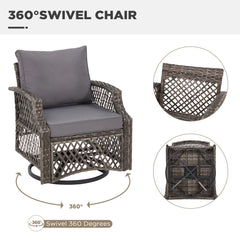 EROMMY 7 Piece Patio Furniture Set, Rattan Outdoor Sectional for Deck Backyard Porch (Gray)