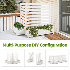 EROMMY 2-Pack No-Dig Privacy Fence Planter, Wood Outdoor Screen Air Conditioner Fence for AC Unit, Trash & Flower Bed, Weather-Resistant, 36" W x 45" H, White