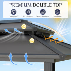 EROMMY 8x6 Polycarbonate Grill Shelter with Two Side Bars