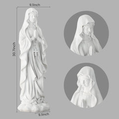 EROMMY 30.7 Inch Virgin Mary Praying Statue Outdoor Garden Religious Sculpture Magnesium Oxide Mary Statue for Yard Patio Lawn Home Entryway Hallway Decor (White)