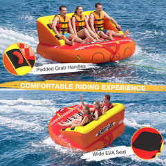 EROMMY 3-Person Towable Tubes for Boating, Front/Back Tow Points Sofa Couch Style Boat Tubes