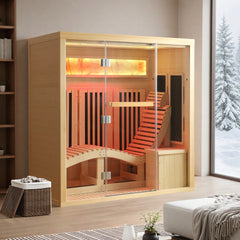 EROMMY 1-Person Full Spectrum Far Infrared Sauna with Lounge Reclining Chair, Red Light Therapy, LED Beauty Lamp