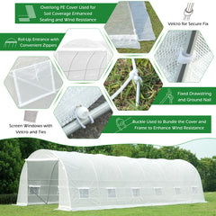 EROMMY 26' x 10' x 6.6' Greenhouse Large Gardening Plant Green House Hot House Portable Walking in Tunnel Tent, White
