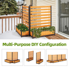 EROMMY No-Dig Privacy Fence Planter, Wood Outdoor Screen for AC Unit, Trash & Flower Bed, Weather-Resistant, (2PCS 36" W x 45" H Yellow)
