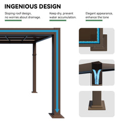 Erommy 12' x 20' Lean to Gazebo, Patio Gazebo with Adjustable Polycarbonate Roof, Hardtop Gazebo with Metal Frame