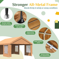 EROMMY 13' x 20' Heavy Duty Carport，Portable Garage with UV Protection & Steel Frame, Car Port with Removable Sidewalls, All-Season Car Canopy for Tractor, Truck, Boat, Yellow