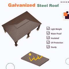 EROMMY 14X20 Hardtop Grill Gazebo with Netting and Sides