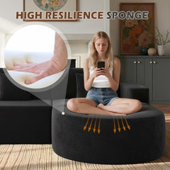 EROMMY Modern L-Shape Sectional Sofa with Chaise Lounge, Boneless L Shape Sofa with Deep Seat, Black