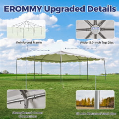 EROMMY 20x20ft Pole Party Tent with Sidewalls and Doors, Heavy Duty Outdoor Canopy with Carry Bags, Large White Event Tent for 62 People, Weddings, Parties, and Gatherings
