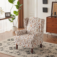 EROMMY Fabric Accent Chair, Modern Upholstered Armchair, Leisure Single Sofa Chair for Living Room Bedroom Reading, Orange Leaves