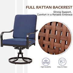 EROMMY Swivel Patio Chairs Set of 2 with Thickened Cushions, Blue