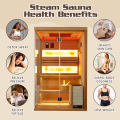 EROMMY Steam Sauna 1-2 Person with Abysm Light, 7-Color Therapeutic Lamp