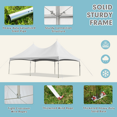 EROMMY 20x30ft Party Tent, Outdoor Wedding Tent, Heavy Duty Peaked Frame Canopy with Fire Retardant PVC Top, 100 Person, for Event Commercials, White