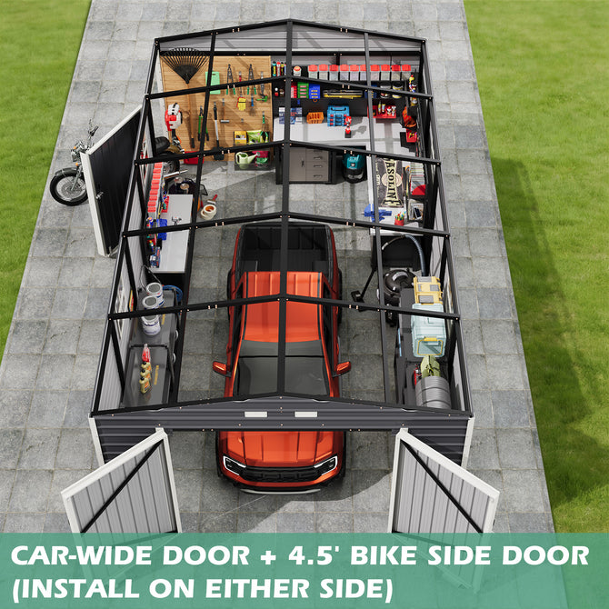 EROMMY 14x24 FT Heavy Duty Carport - Galvanized Steel Frame Car
