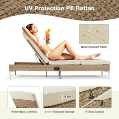 EROMMY 2PCs Patio Chaise Lounge Chair with Thickened Cushion, Beige