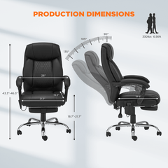 Erommy Executive Heat and Massage Reclining Leather Ergonomic Office Chair Black-Erommy