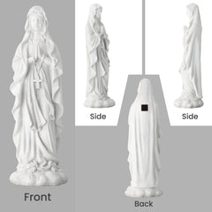 EROMMY 30.7 Inch Virgin Mary Praying Statue Outdoor Garden Religious Sculpture Magnesium Oxide Mary Statue for Yard Patio Lawn Home Entryway Hallway Decor (White)