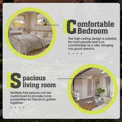 EROMMY 20ft Portable Modular Folding House, Expandable Container Home with 2 Bedrooms and Fully Equipped Bathroom, Prefab Boxable Home with Kitchen for Adults Living