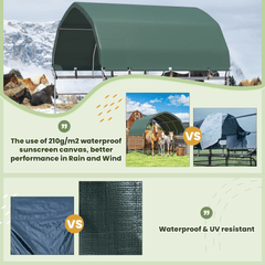EROMMY 10'x10' Heavy Duty Round Style Canopy With Shade Shed Kit for Livestock
