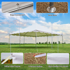 EROMMY 20x20ft Pole Party Tent with Sidewalls and Doors, Heavy Duty Outdoor Canopy with Carry Bags, Large White Event Tent for 62 People, Weddings, Parties, and Gatherings