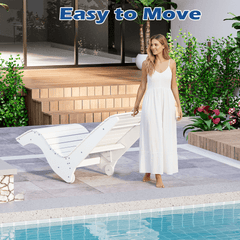 EROMMY HDPE Pool Lounge Chairs Set of 2, In-Pool Chaise with Wheels, S-Shaped, White