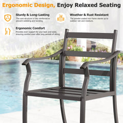 EROMMY 7-Piece Patio Dining Set, 6 Metal Slat Chairs & Rectangular Table w/ Umbrella Hole