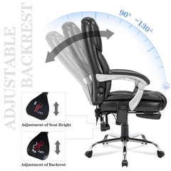 erommy office chair with adjustable backrest, black