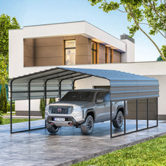 EROMMY 12 x 20 ft Carport with Galvanized Steel Roof, Sturdy Metal Multi-Use Shelter