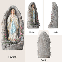 EROMMY Our Lady of Lourdes Statue 17.3 Inch Virgin Mary Grotto Figurine Catholic Praying Sculpture for Garden Home Patio Religious Decor