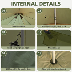 EROMMY Bell Tent for Family Camping, 16.4 FT Yurt Tent with Stove Jack, 4 Season Oxford Tents for Outdoor Party, Hot Tent Shelter Fits 3-4 People