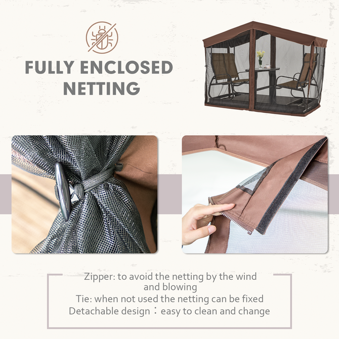 EROMMY 4-Seat Outdoor Glider Benches with Canopy, Retro Metal