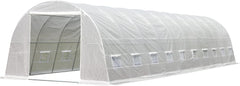 EROMMY 40'×12'×7.5' Greenhouse, Large Walk-in Greenhouse, Portable Greenhouse with 2 Roll-up Zippered Doors&20 Screen Windows, Tunnel Garden Plant, White