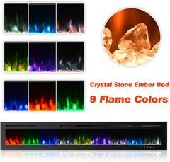 EROMMY 100 Inch Wall Hanging Electric Fireplace with 9 Insert LED Light Colors