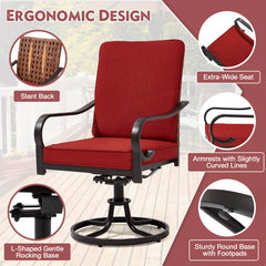 EROMMY Swivel Patio Chairs Set of 4 with Thickened Cushions, Red