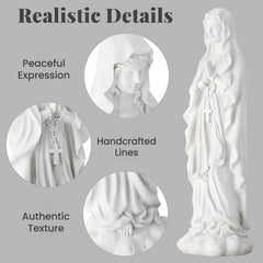 EROMMY 30.7 Inch Virgin Mary Praying Statue Outdoor Garden Religious Sculpture Magnesium Oxide Mary Statue for Yard Patio Lawn Home Entryway Hallway Decor (White)
