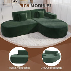 EROMMY Modern L-Shape Sectional Sofa with Chaise Lounge,Boneless L Shape Sofa with Deep Seat, Green