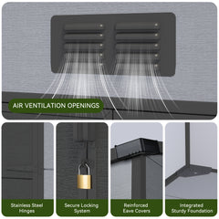 6x4 FT Outdoor Storage Shed, Weather-Resistant Shed with Lockable Double Doors & Built-In Floor, Sloped Roof Outdoor Shed for Backyard, Patio & Lawn, Black