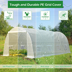 EROMMY 20' x 10' x 7' Greenhouse for Outside Winter Heavy-Duty with Reinforced Frame & 8 Screen Windows, White