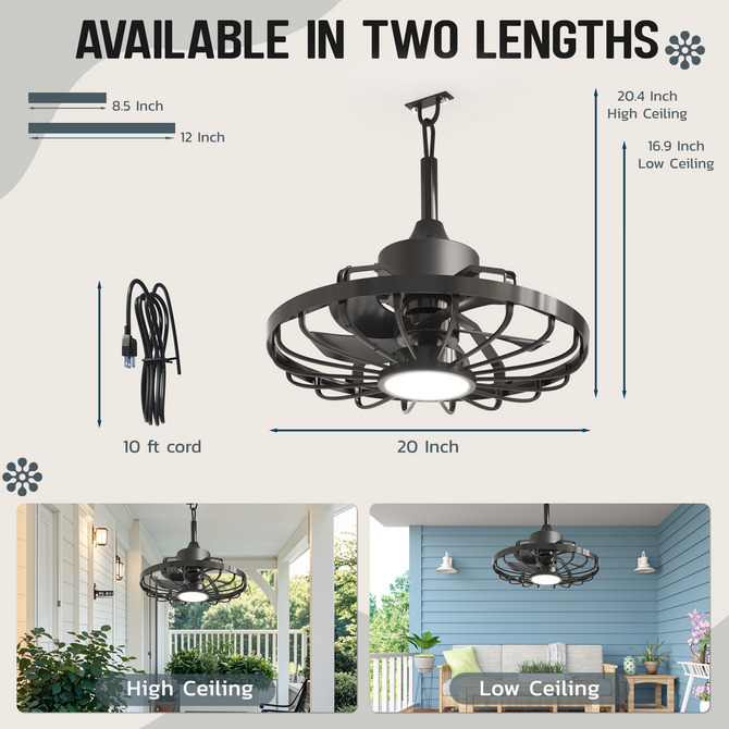 FARO MONTEBELLO MOUSSE BEAMS 別注 ネイビー EROMMY 20'' Black Gazebo Fan with Light, 6 Speeds, Dimmable LED