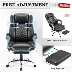 erommy desk chair with adjustable footrest, black